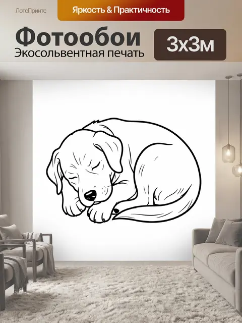 Фотообои Спящий щенок в контуре
