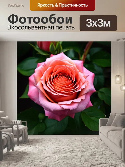 Фотообои розы в стиле ретро, с варьированием размеров от крупных до мелких, создающими интересные визуальные акценты