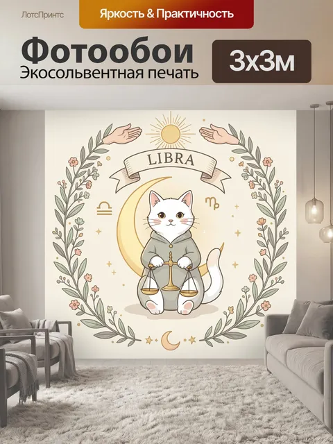 Фотообои Кот Весы в астрологическом стиле