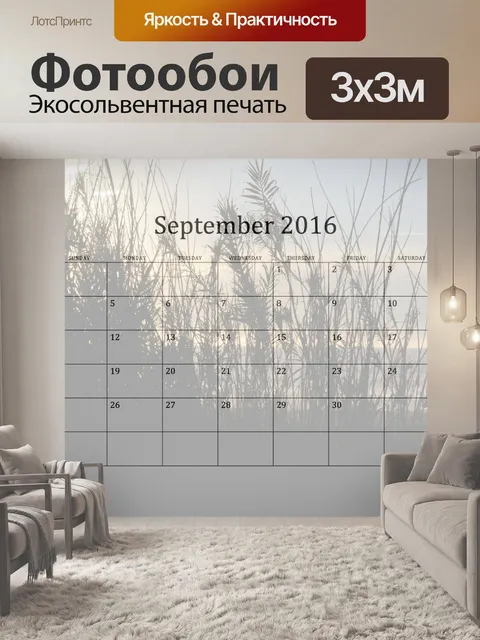 Фотообои 2016 Сентябрь-Бич Календарь