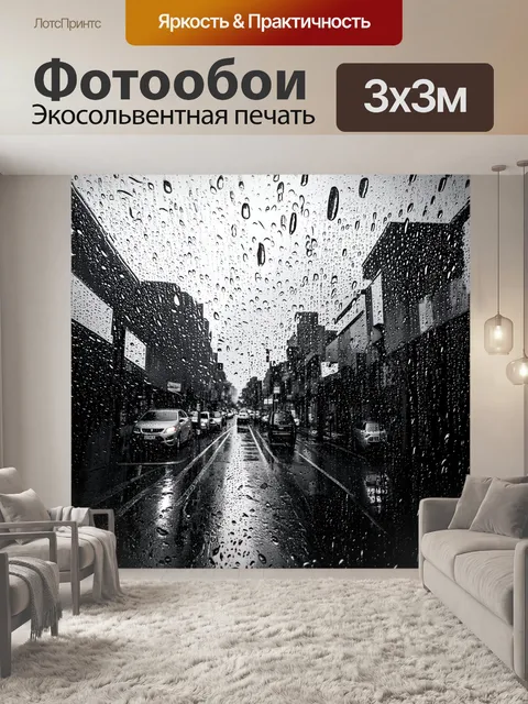 Фотообои дождь в черно-белом стиле