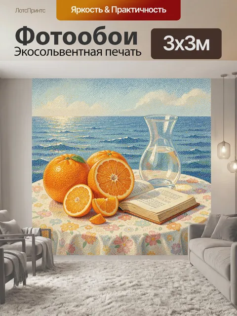Фотообои Апельсины у моря с графином