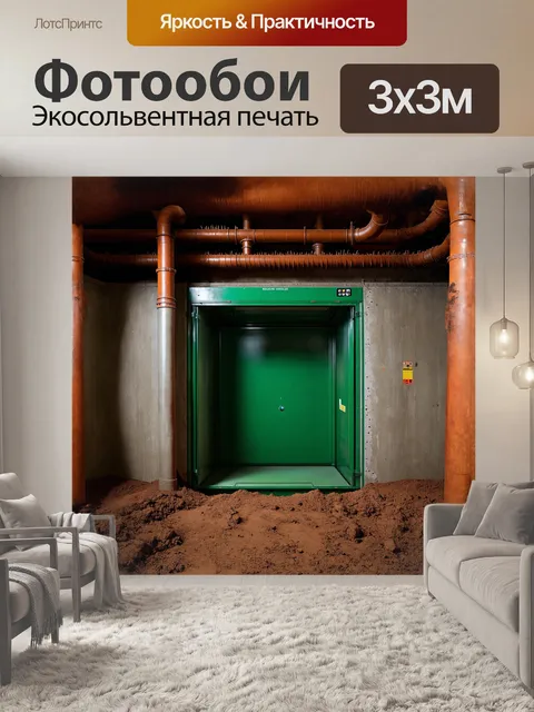 Фотообои глубокий зеленый лифт с износом