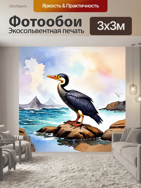 Фотообои детальная иллюстрация баклана