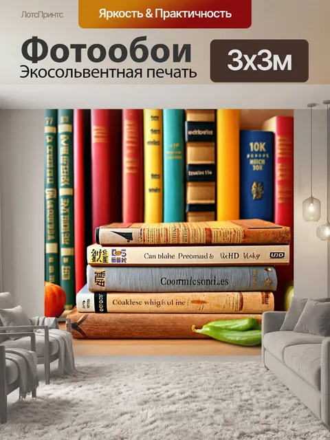 Фотообои с кулинарными книгами и рецептами на фоне