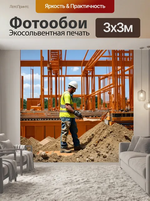 Фотообои рабочий на строительной площадке