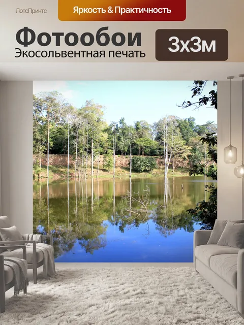 Фотообои Деревья и отражение озера