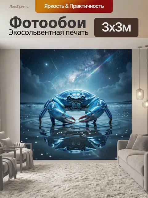 Фотообои Синий краб под звездным небом
