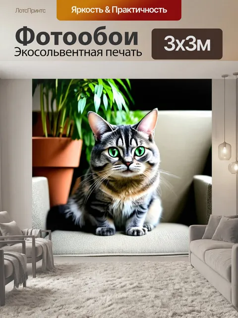 Фотообои ориентальная короткошерстная кошка с выразительными зелеными глазами