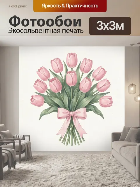 Фотообои Букет нежных розовых тюльпанов