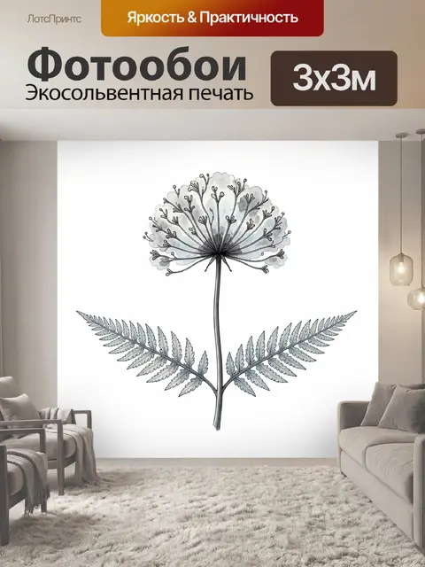 Фотообои Нежный цветок на белом фоне