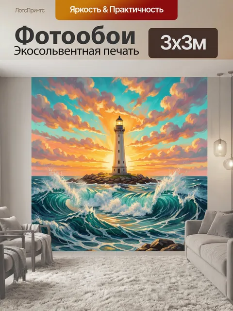 Фотообои Маяк на морском закате