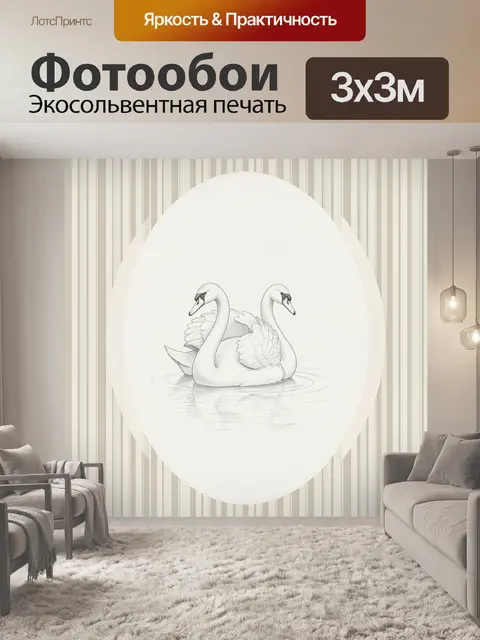 Фотообои Два белых лебедя на воде