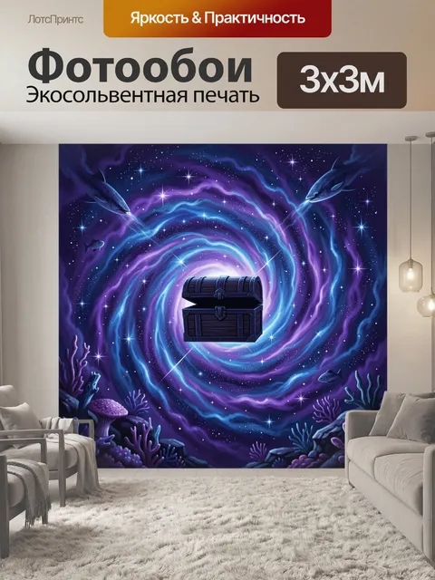 Фотообои Сундук на фоне космической воронки