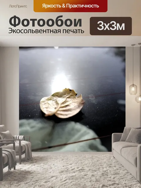 Фотообои Маленький лист на металле