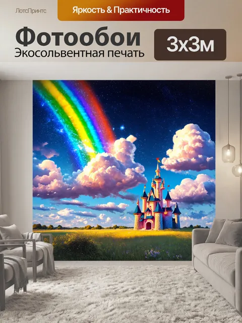 Фотообои космос в стиле фэнтези с великолепной радугой