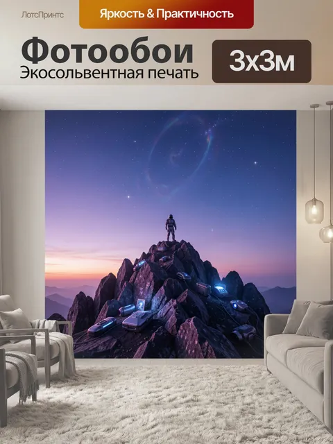 Фотообои Космонавт на вершине горы