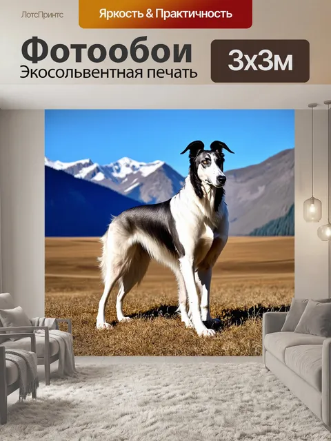 Фотообои борзая, стоящая на фоне гор и широких просторов, олицетворяет дух независимости и свободы