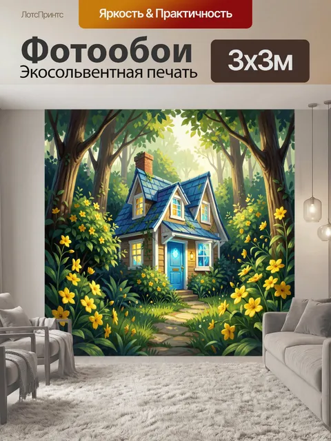 Фотообои Сказочный домик в лесу