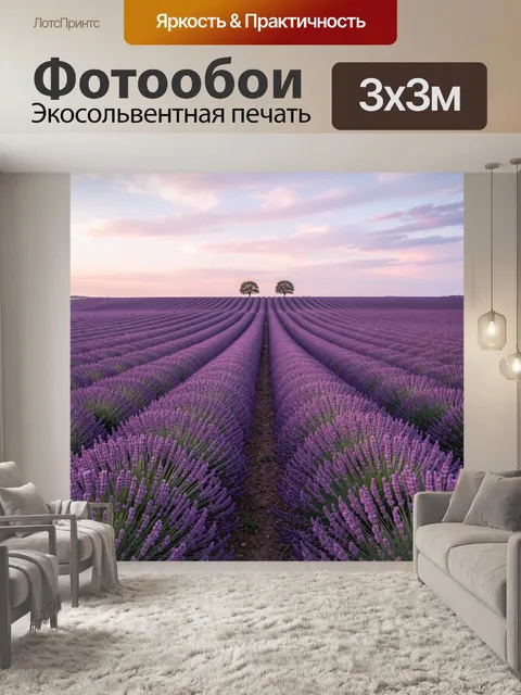 Фотообои Лавандовое поле на закате