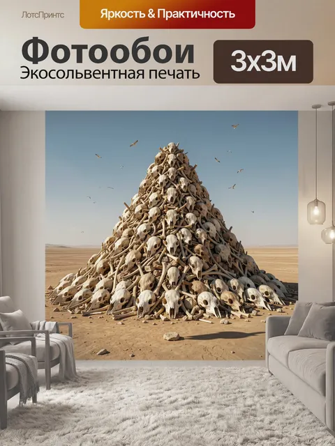 Фотообои Пирамида из черепов в пустыне