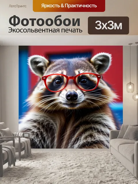 Фотообои красный енот в очках