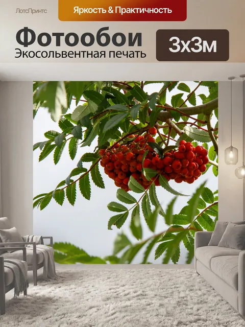 Фотообои Красные ягоды на дереве