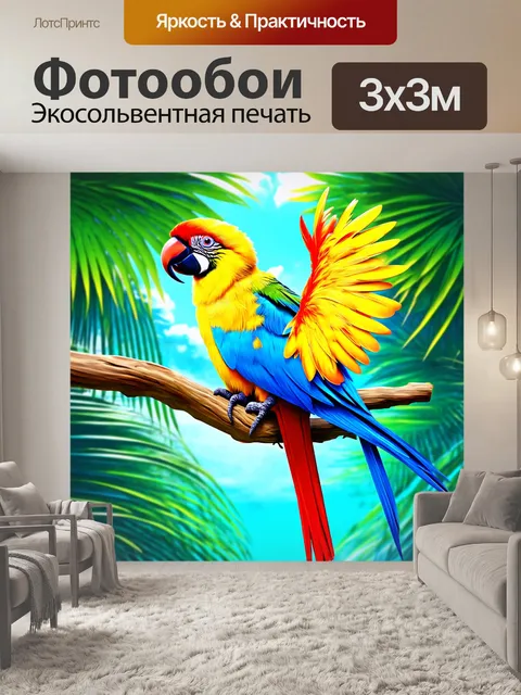 Фотообои экзотические птицы с яркими перьями