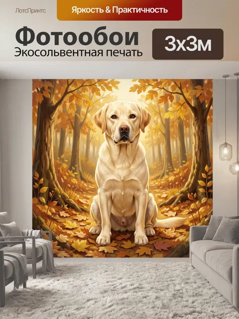 Фотообои Лабрадор в осеннем лесу