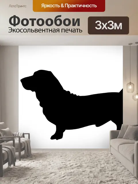 Фотообои Собака, Такса черный силуэт