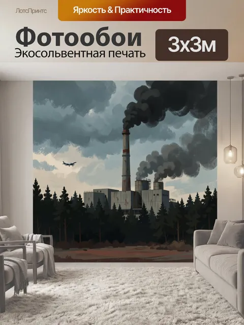 Фотообои Промышленный завод с дымом
