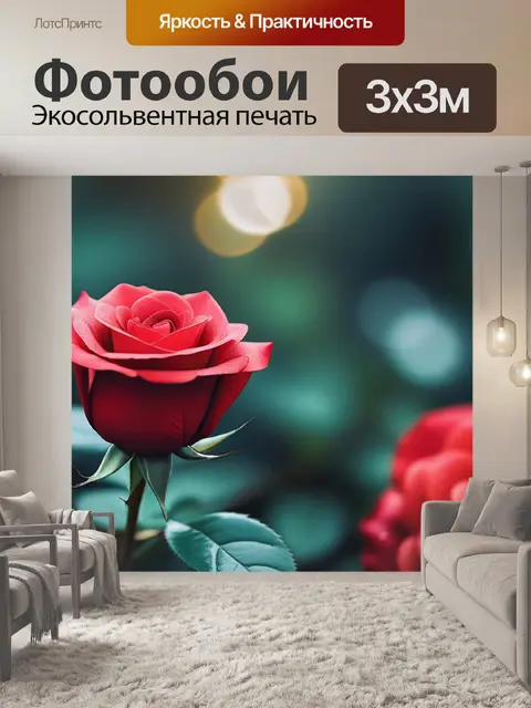 Фотообои с розой красной
