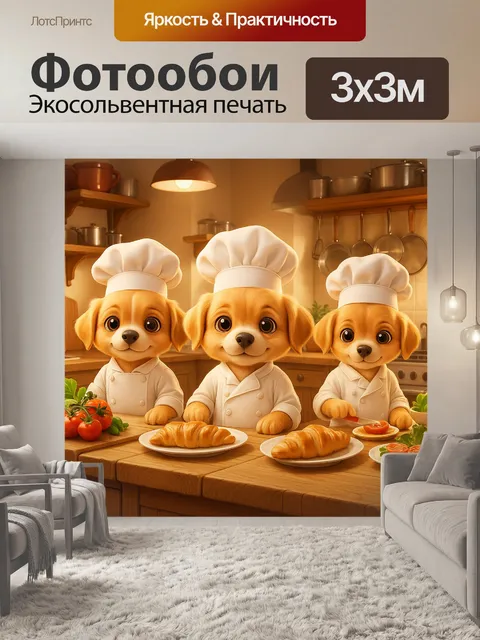 Фотообои Щенок-повар на кухне
