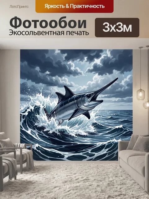 Фотообои Серебристый марлин в шторме