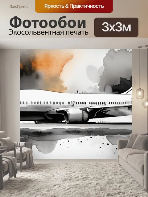 Фотообои черно белая самолет
