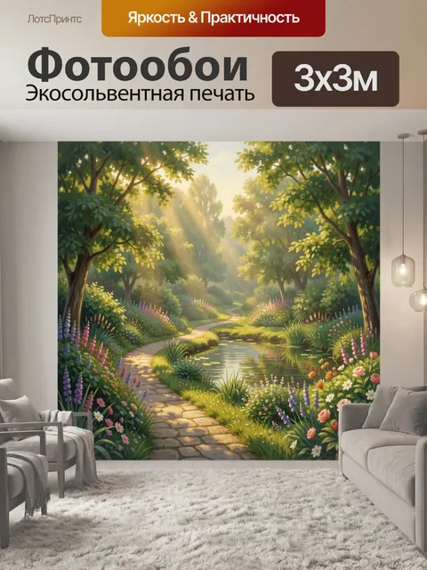 Фотообои Аллея через парк с цветами
