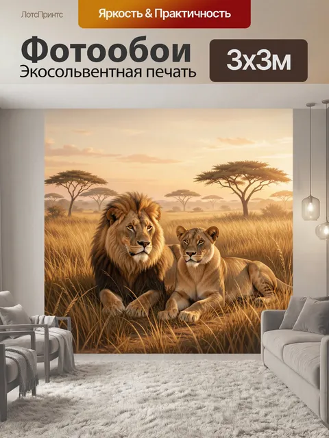 Фотообои Львы в африканской саванне