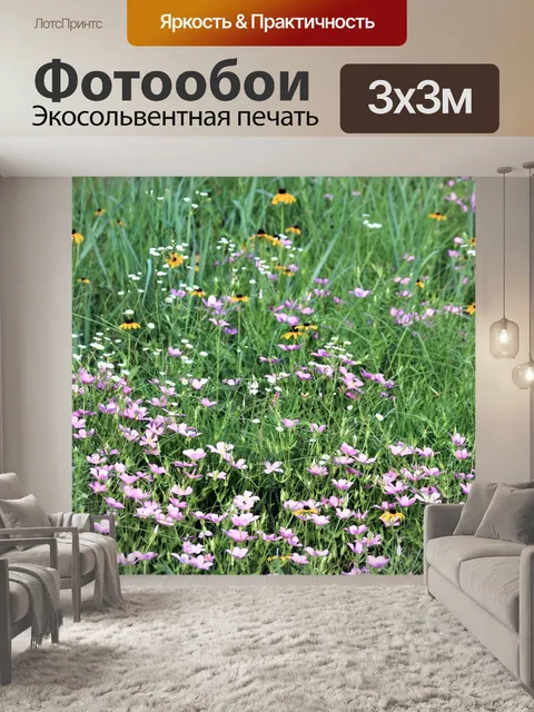 Фотообои Полевые цветы в поле