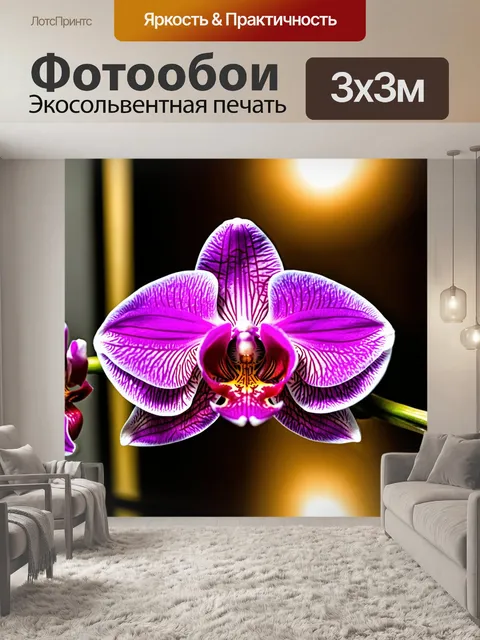 Фотообои орхидея на фоне зеркала, отражающие свет