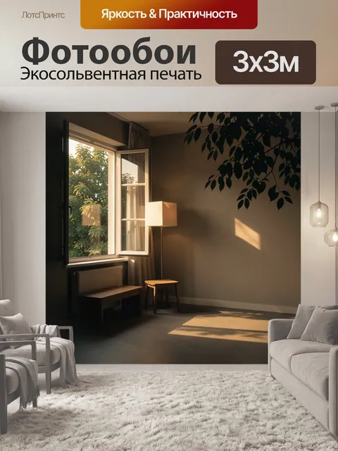 Фотообои Уютный интерьер с открытым окном