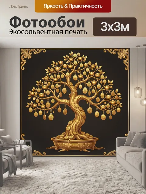Фотообои Золотое дерево удачи с монетами
