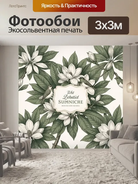 Фотообои Цветущая ветвь с птицами
