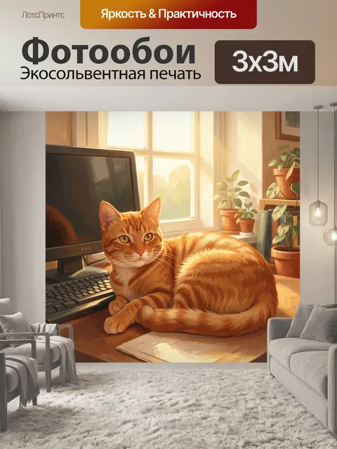 Фотообои Рыжий кот у окна