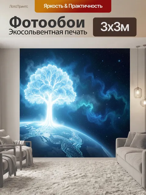 Фотообои Светящееся дерево над Землей