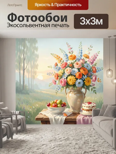 Фотообои Цветочный натюрморт у рассветного сада