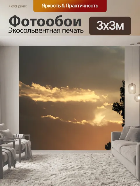 Фотообои белое облако дрейфует на закате