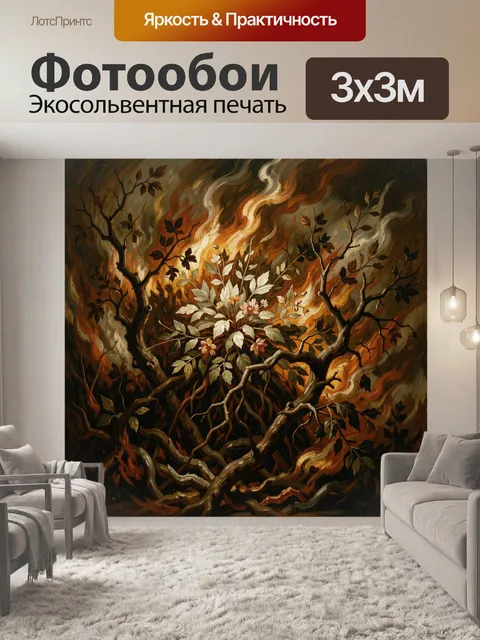 Фотообои Пылающее дерево с цветами