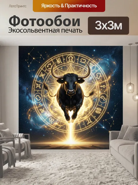 Фотообои Черный бык среди созвездий