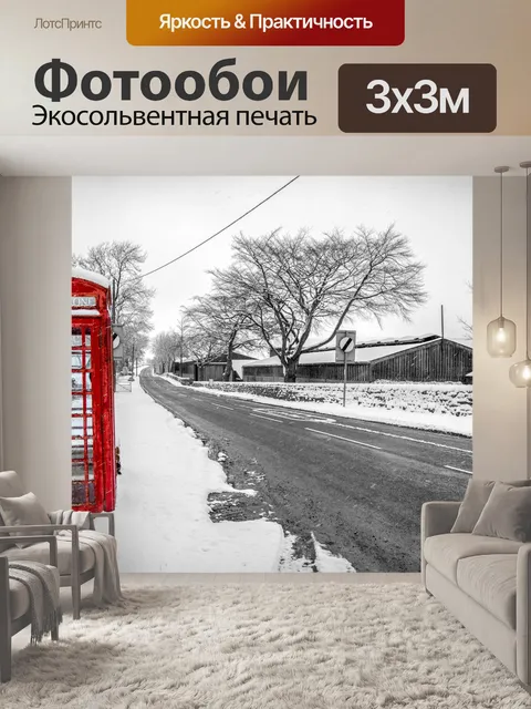 Фотообои Красный телефон зимой