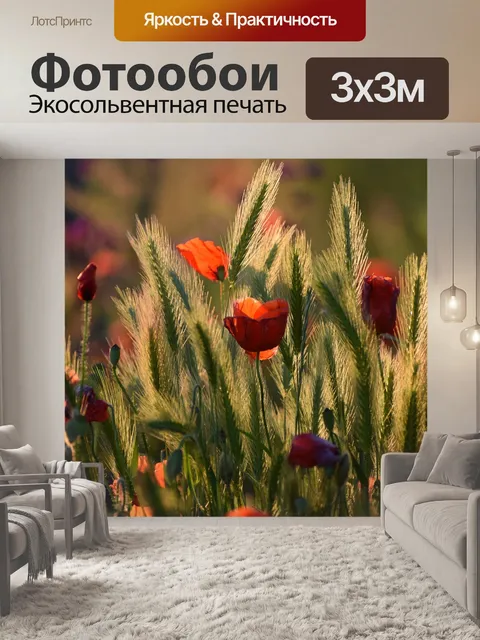 Фотообои Красный букет маков